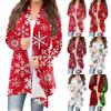 Women's Fashion Casual Christmas Printed Mid-Length Cardigan Jacket