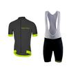 Wisdom Leaves Short Sleeve Cycling Jersey Set with Bib Padded Cycling Men's Option, Tights, Black-XL