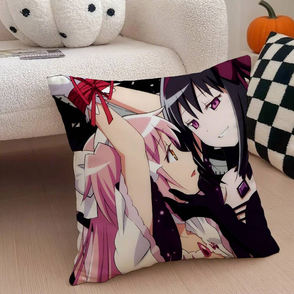 Чехол на подушку Puella Magi Madoka Magica, противоаллергенный, с невидимой молнией, из шелковистого короткого плюша, чехол для диванной подушки
