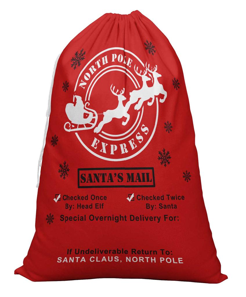 Printtoo Упаковка из 2 специальных рождественских мешков с завязками, очень большого размера, для многоразового хранения рождественских подарков, 27x20 дюймов