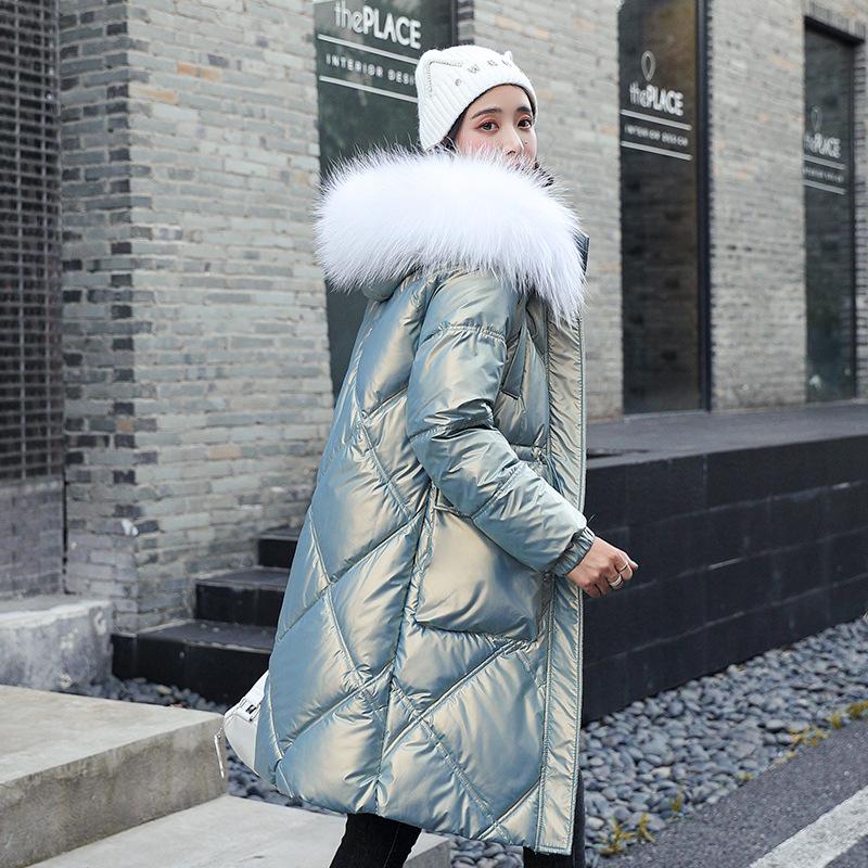 Winter Jacket Women Glossy Jacket Women's Winter Waist Slimming Warm Long Popular Coat