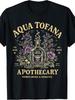 Funny Aqua Tofana Apothecary Vintage Graphic T-Shirt for Women, Retro Poison Bottle & Floral Design