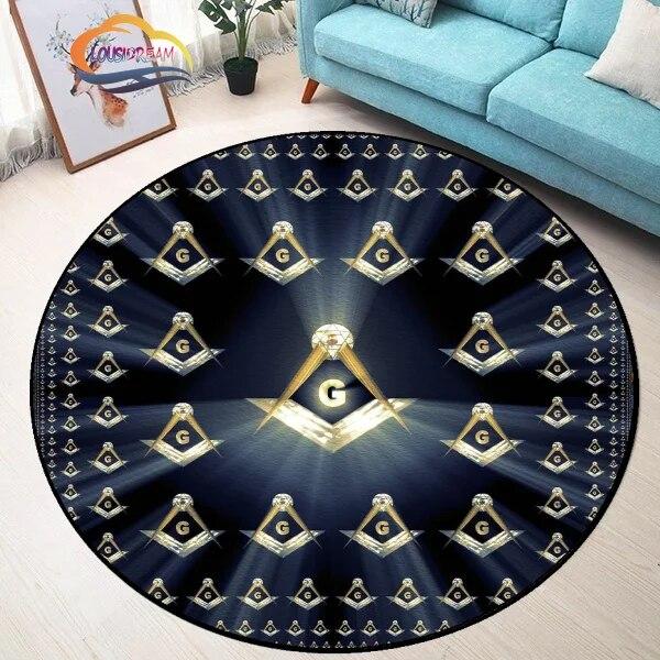 Masonic Round Carpet Freemasonry Non-slip Rug Freemason Living Room Large All Seeing Eye S Tea Table or Chair Mat