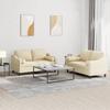 2 Piece Sofa Set with Cushions Cream Fabric