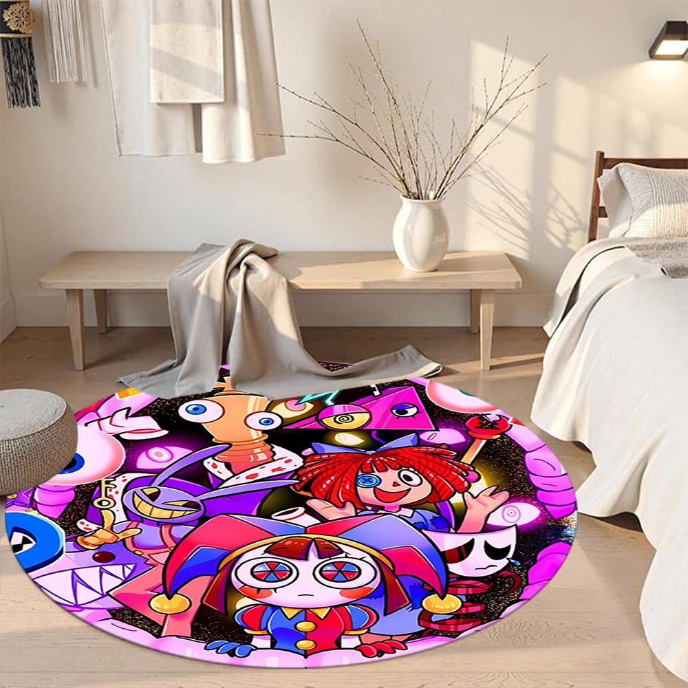 Pomni Round Floor Rug Design for Living Rooms Dormitory Dining Room Hallway Anti-slip Round Rug Office home decor Gift for Festivals