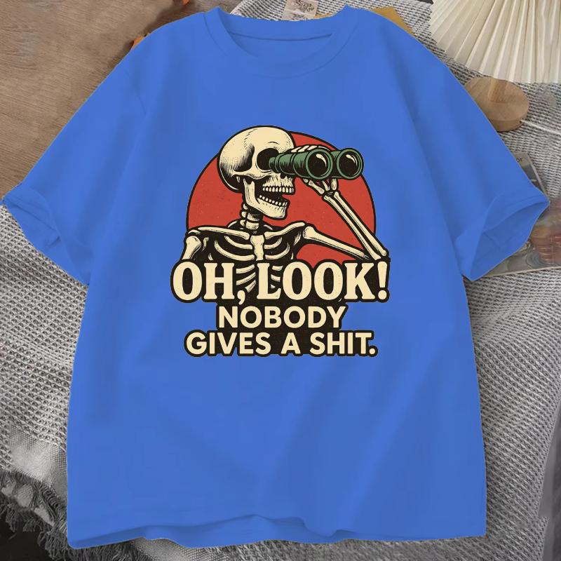 Oh Look Nobody Gives A Shit Sarcasm T-shirt Summer Men's Tracksuit Round Neck Short Sleeve Sportswear Casual Fun Tops Polyester Tee