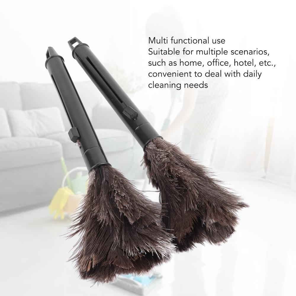 2pcs Ostrich Feathers Ostrich Feather Duster Retractable Handle Dust Brush Household Dusting