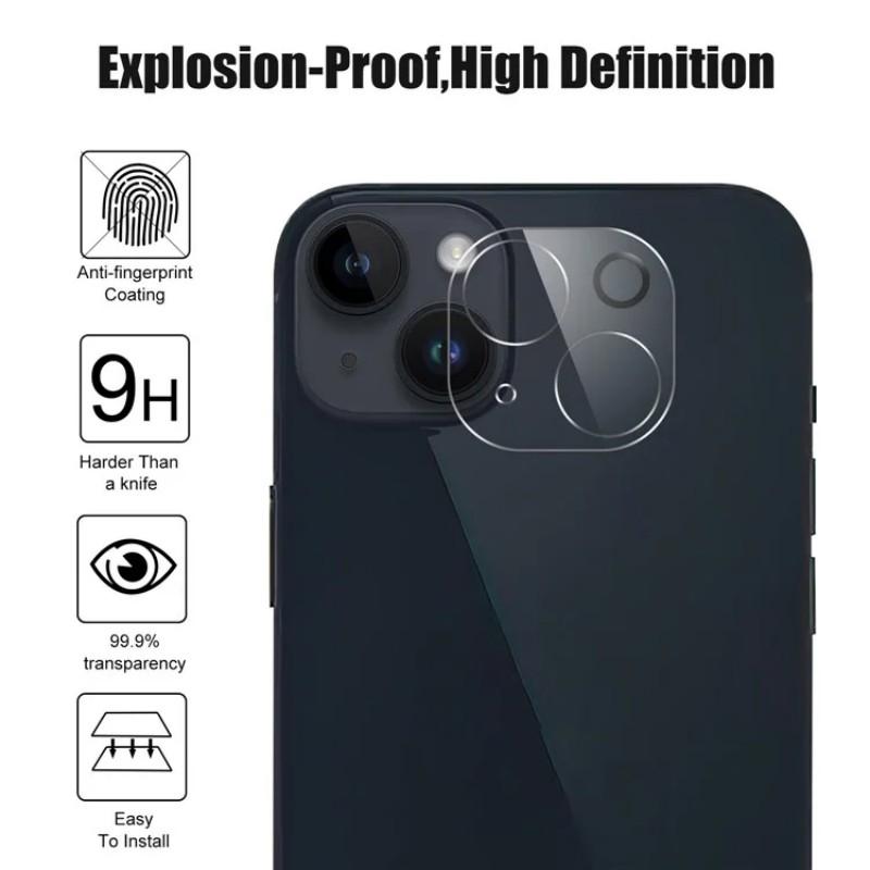 For iPhone 14/iPhone 14 Plus Camera Lens Protector WANLONFENG Full Coverage HD Clear Lens Film with Cleaning Cloth
