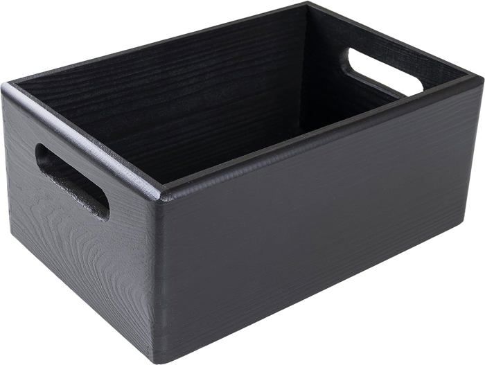 Деревянный ящик для хранения - Creative Deco - 30x20x13см - Черный - Ручки - Универсальный