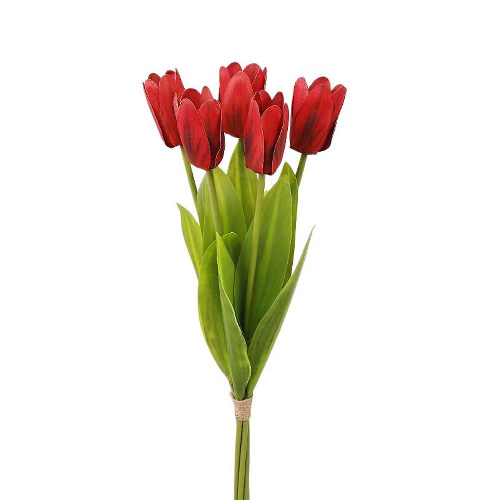 Real Touch Artificial Tulip Flowers Realistic Handmade Simulation Big Tulip 5-Heads 52 cm Faux Tulip Branch Dining Table
