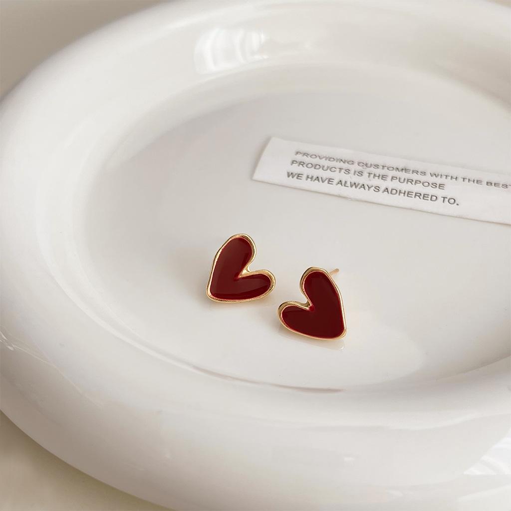 Винтажные винно-красные масляные серьги, легкие роскошные и нишевые пряжки для ушей, простые и универсальные, высококачественные серьги, ювелирные подарки