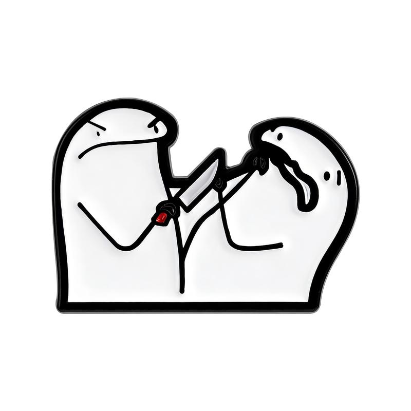 Мультяшные эмалевые значки Flork Meme Игривый сражающийся Flork с ножом и пистолетом Броши Лацкан Значок на рюкзак Ювелирные изделия Подарки для друзей