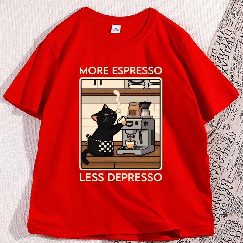 Vintage Cat Coffee Tshirt Funny Graphic Tee Unisex Women Causal Shortsleeve Unisex T Shirts Soft Breathable Cotton Clothes Tops