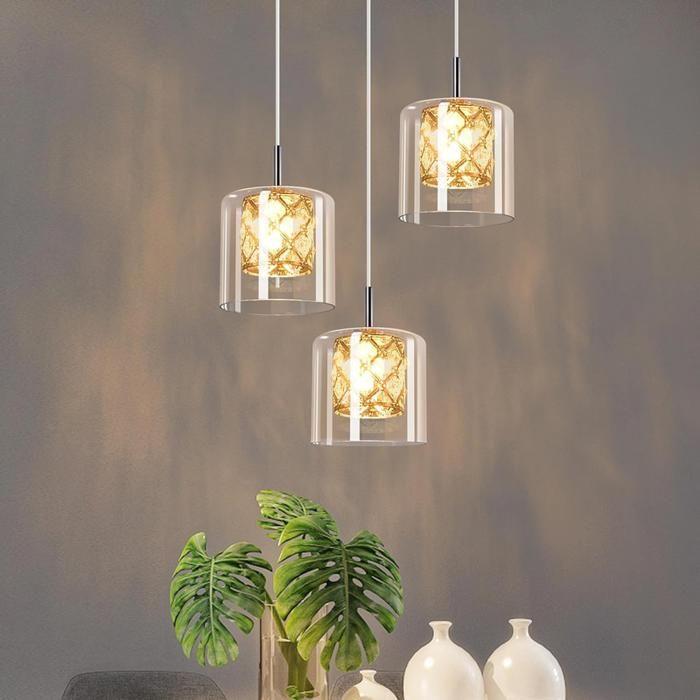 Lampe suspendue - NETTLIFE - 3 flammes 120cm - Verre - Métal - Culot G9