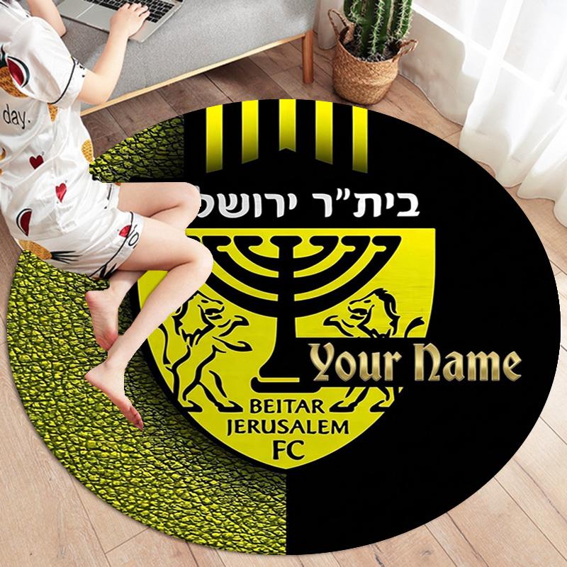 Beitar Jerusalem Fc Crest Custom Name Round Area Rug Carpet Rug For Living Room Bedroom Sofa Playroom Decor Nonslip Floor Mat