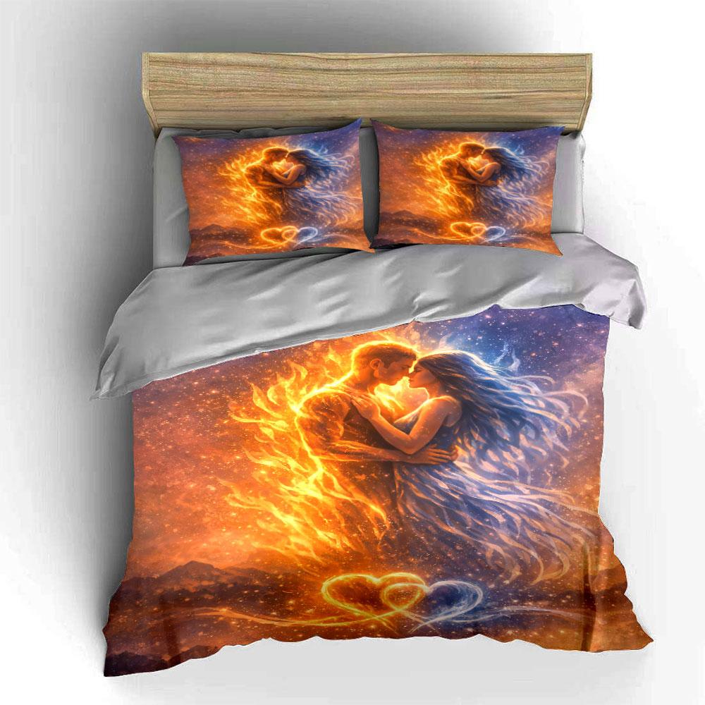 "Fiery Lovers Bedding Set" Bedding Duvet Cover Set Duvet Cover Pillowcases (1 * Duvet Cover 2 * Pillowcases, without duvet insert)