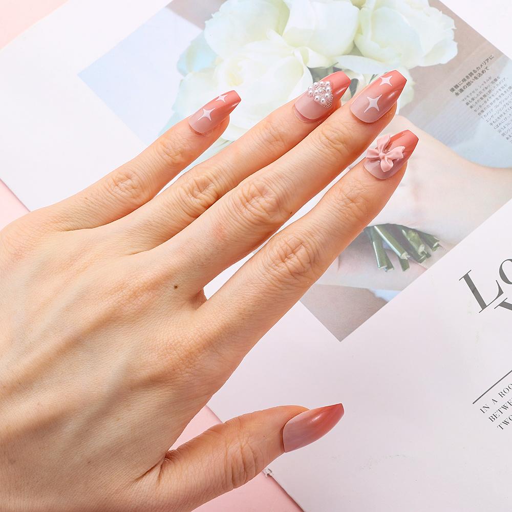 24 шт./коробка, накладные ногти, искусственные, полное покрытие, носимые, французские накладные ногти, накладные ногти