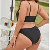 Женское бикини больших размеров, европейское и американское новое толстое бикини больших размеров с V-образным вырезом, сплошной цвет, ажурное бикини, взрыв ZX003