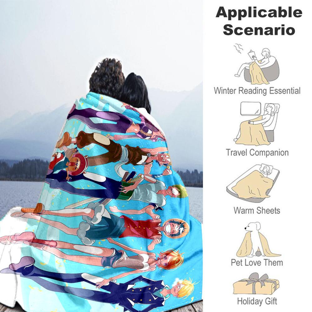 1PC One Piece Anime Patterned Flannel Blanket Suitable For All Seasons For Home Decor Warmth And Comfort Gifts Holiday Present