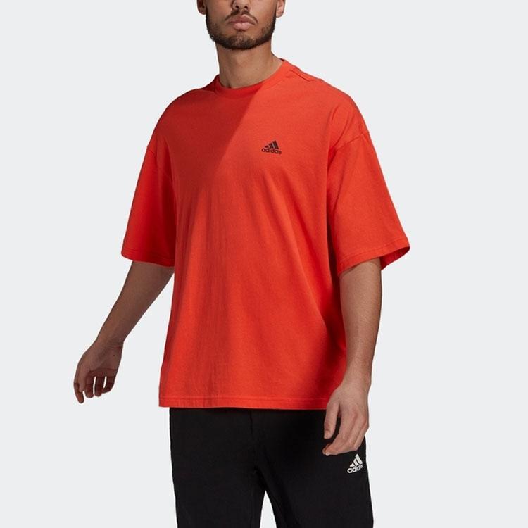 adidas Футболки Унисекс Половина Неоново-Красные С Круглым Вырезом Умеренный Прямой Крой H61131
