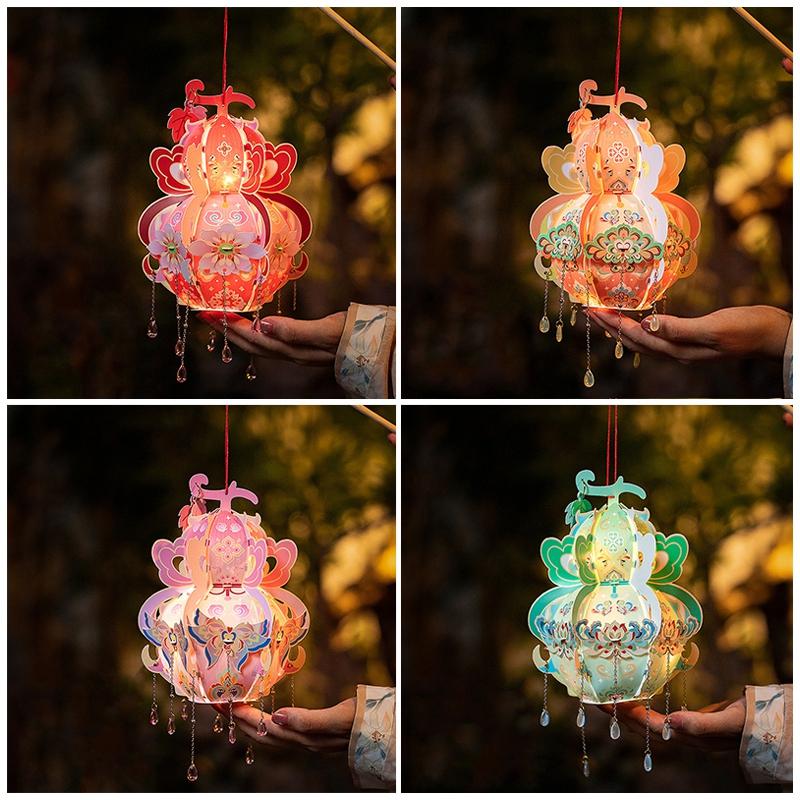 Mid-Autumn Festival Lanterns Diy Palace Lanterns Material Package Hand-Held Flower Lanterns Party Atmosphere Glowing Props Gifts
