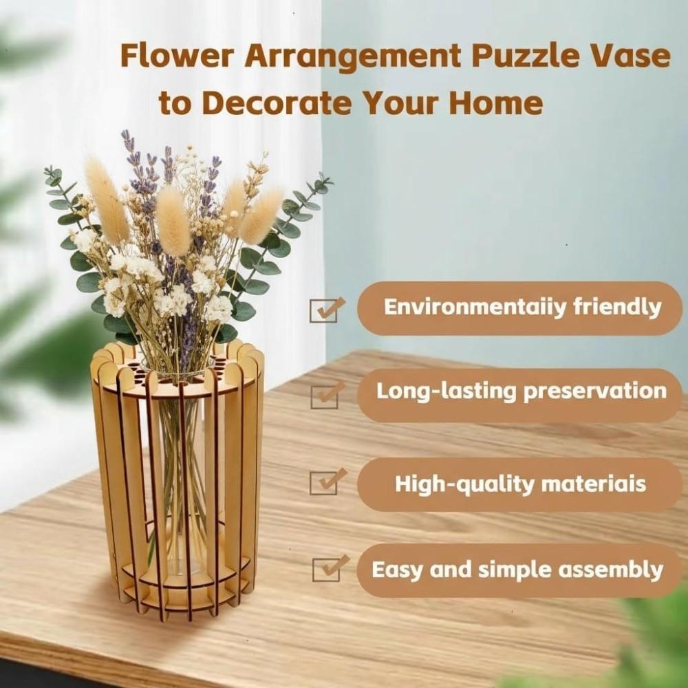 Handmade 3D Puzzle Vase Unique Flower Display Stand Flower Arrangement Vase for Flower Lovers