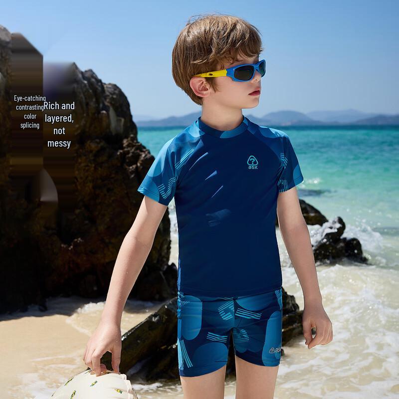 ASK JUNIOR Boys' Short-Sleeve Two-Piece Swimsuit