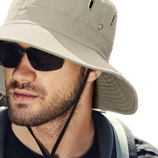 Мужская летняя шляпа от солнца с ветрозащитным ремешком и широкими полями, анти-УФ-защита от солнца, складная портативная кепка для садоводства, рыбалки и путешествий, уличная рыбацкая шляпа