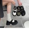 Маленькие кожаные туфли для женщин French Sweet Cool Girl Толстые каблуки Толстые подошвы Jk Shoes Туфли Мэри Джейн Shine Loafers