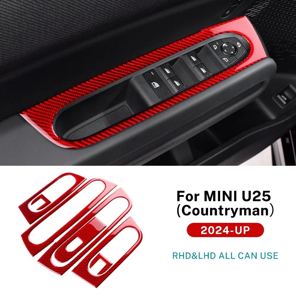 Door Window Lift Switch Frame Interior Soft Carbon Fiber Sticker Panel LHD RHD For BMW Mini Countryman U25 2024 2025