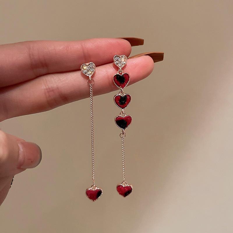 Серьги-гвоздики с красной кисточкой из серебряной иглы - Высококлассный ретро универсальный дизайн для женщин
