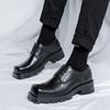 Mens Fashion Wedding Party Dress Shoes Lace-up Square Toe Derby Shoe Black Stylish Platform Sneakers Genuine Leather Footwear