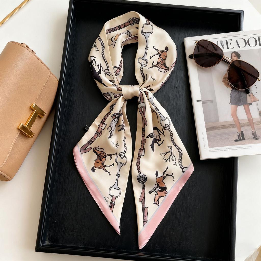 Spring and Autumn Thin and narrow long silk scarves Women's Korean version Summer decoration with shirts, suits, scarves, headbands, streamers, tied b