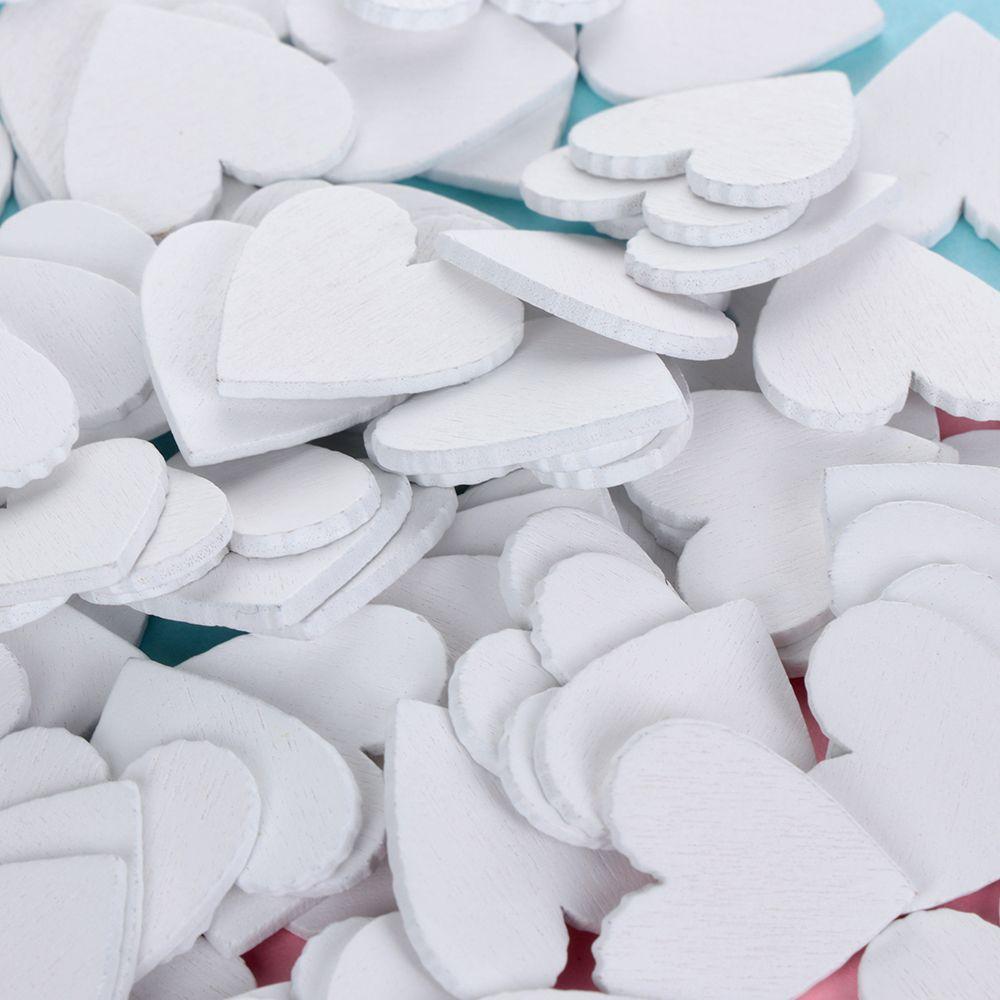 100pcs/set Chip DIY Crafts Art Collection Scrapbooking Heart Ornament Embellishment Natural Wood