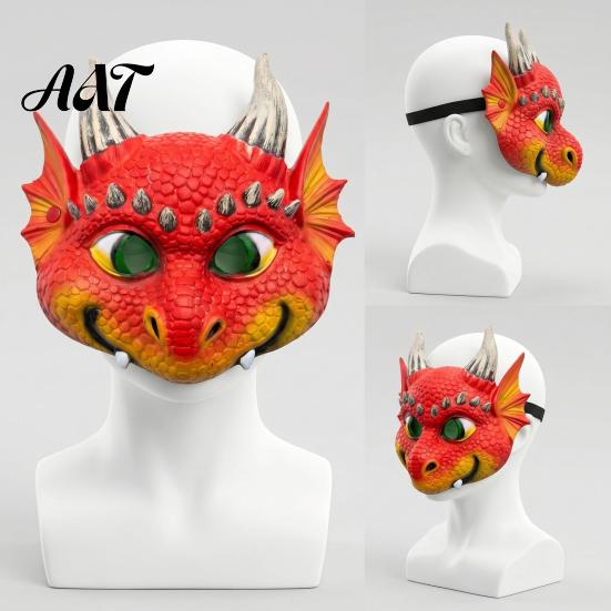 Comfortable Dragon Cosplay Mask 3D Cute Full Face Mask, Halloween Party Baby Lightweight Breathable Unique Costume Role Play with Realistic Scales And