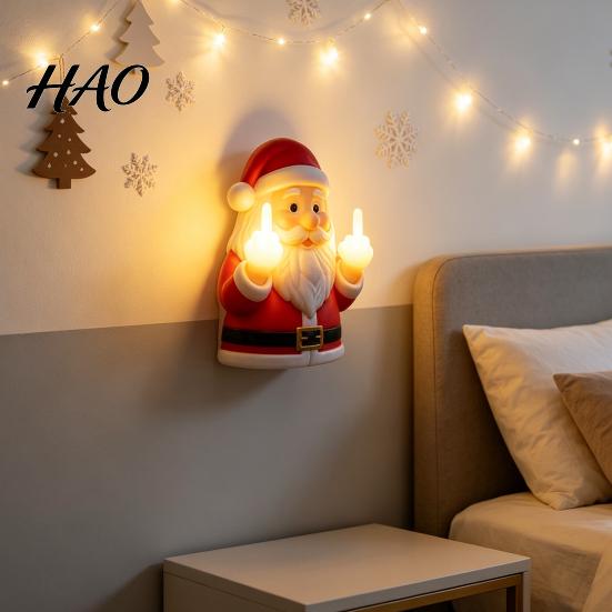 Ghost Themed Shelf Decor Halloween Middle Finger Glow Night Light, Funny LED Wall Battery Powered Sign Lamp, Cute Spooky Tabletop Decoration