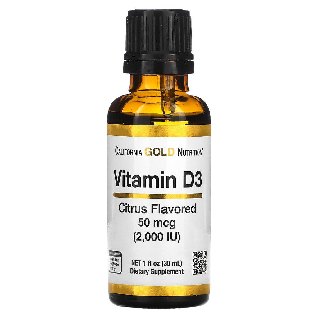 California Gold Nutrition Витамин D3 (Цитрусовые), 2 000 МЕ, 1 жидкая унция (30 мл)