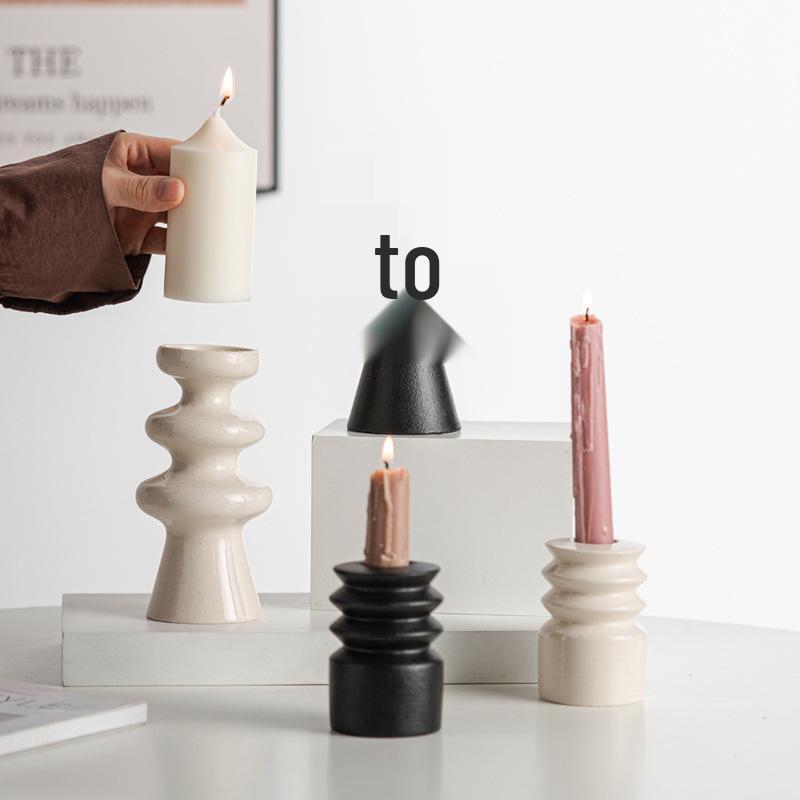 Nordic Style Ceramic Candlestick Ornament for Home Decoration
