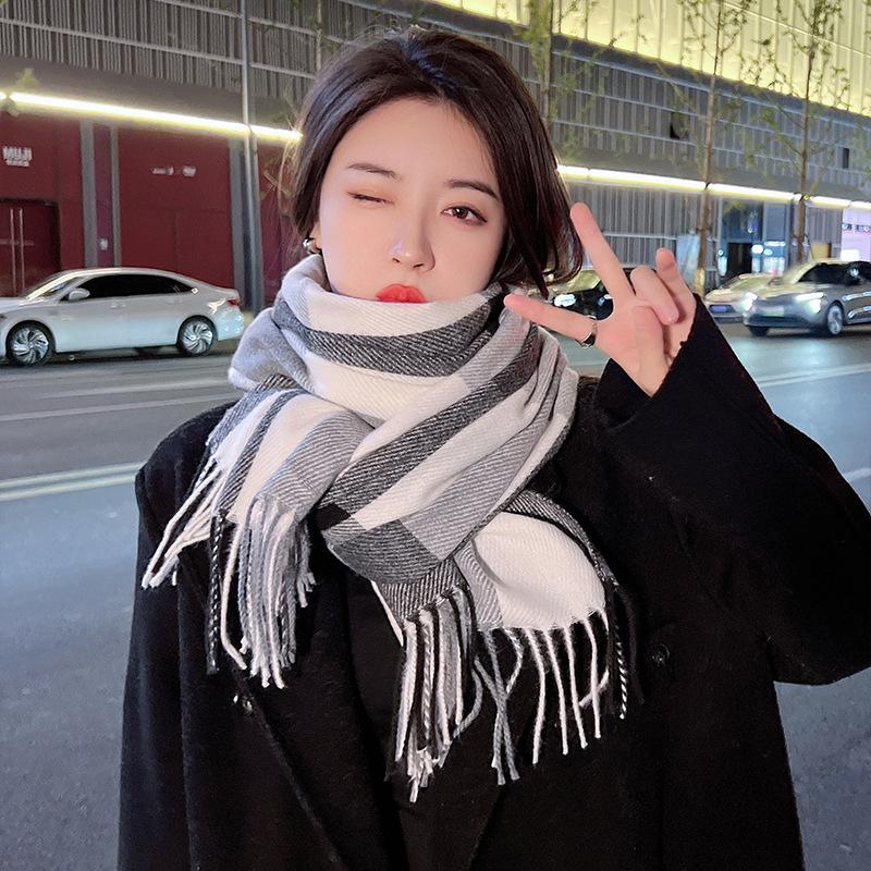 Шарф женский универсальный клетчатый утолщенный студенческий парный шарф мужской кашемировый теплый