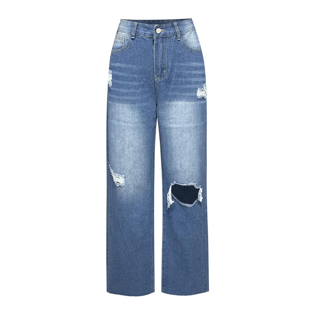 Женские длинные широкие брюки, свободные джинсы, прямые брюки с высокой талией