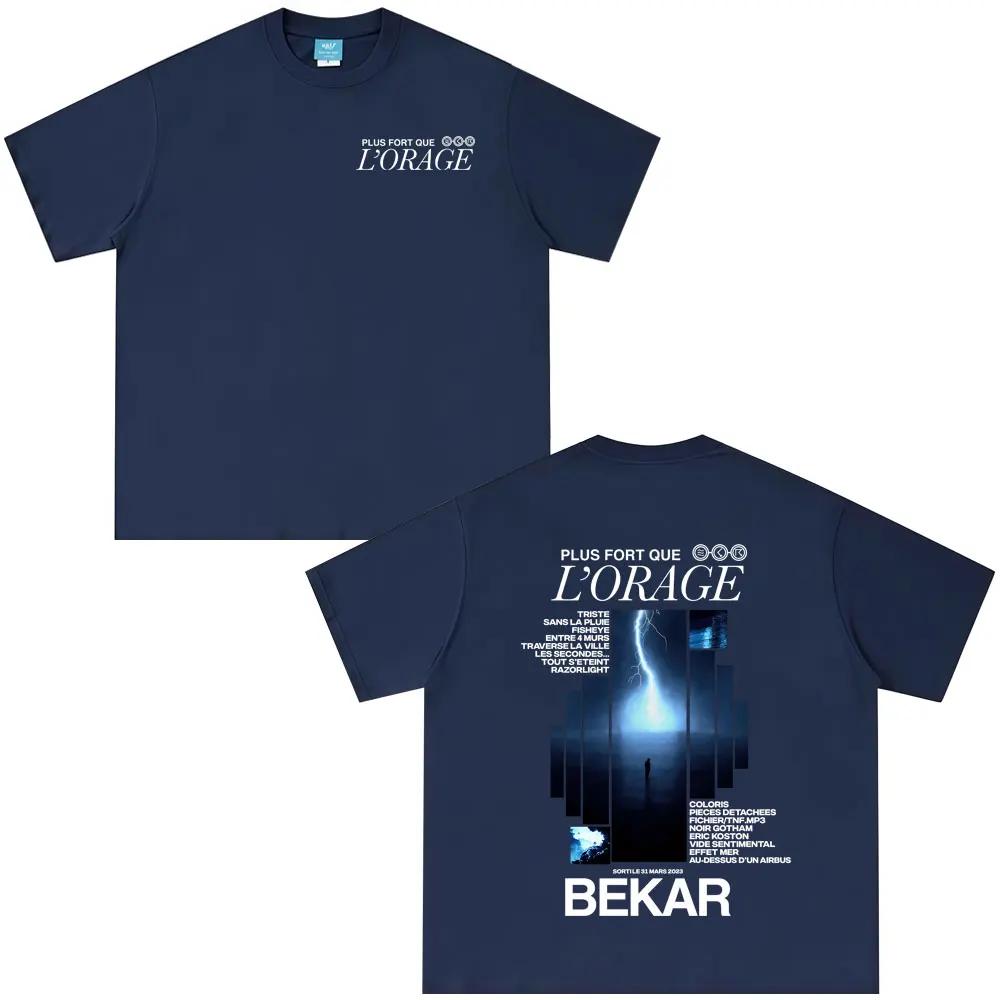 Rapper Bekar Plus Fort Que L'orage Album Graphic Tshirts Men Women Hip Hop Fashion Pop Music T-shirts Men's Casual Streetwears