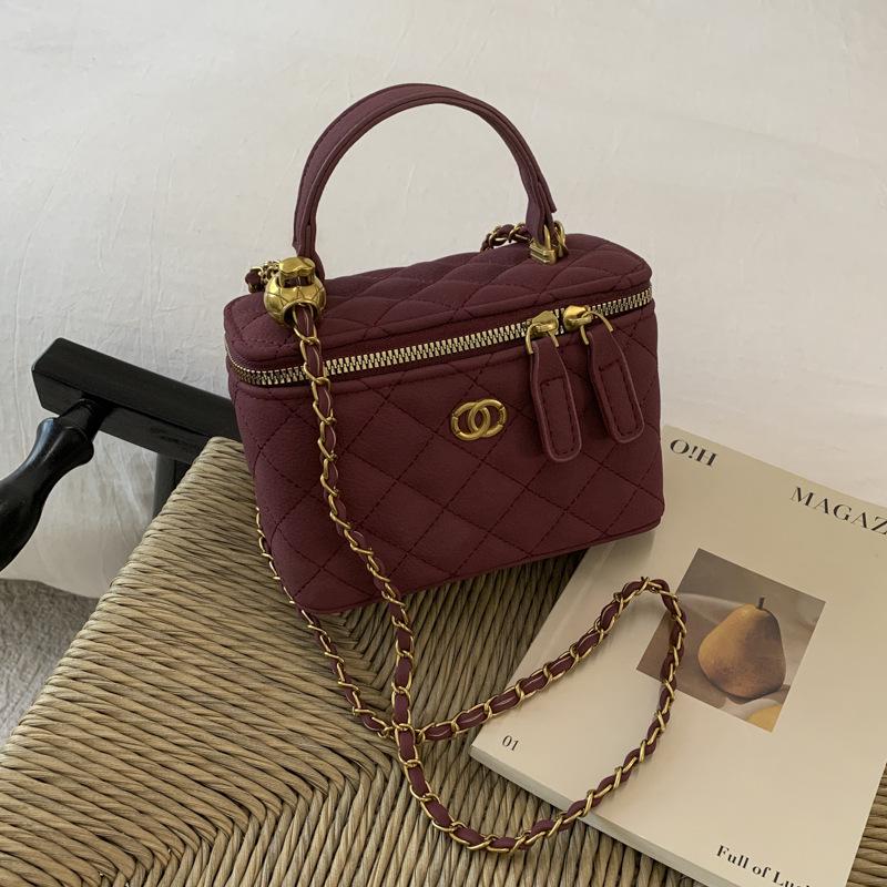 Женская модная сумка-клатч с цепочкой и ромбовидным узором 2025 года - Универсальная сумка-коробка для ношения на плече или через плечо