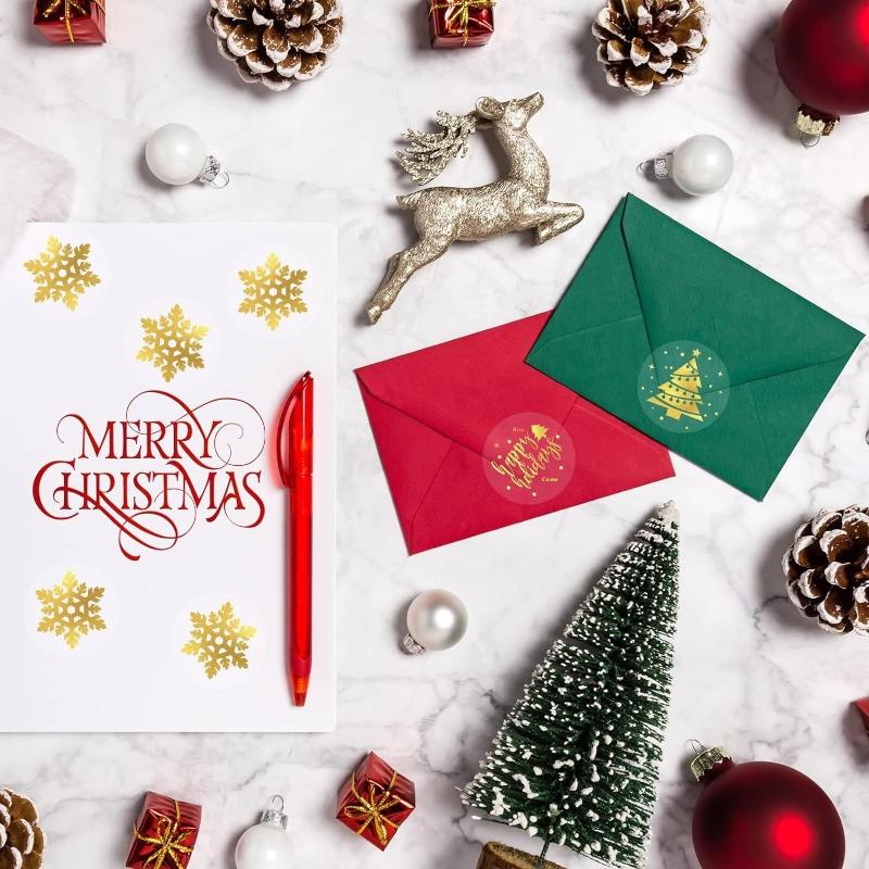 500 шт. Наклейки для вечеринки, Рождественские, для упаковки подарков, этикетки, скрапбукинг, милые канцелярские наклейки, круглые прозрачные наклейки с Рождественским снеговиком