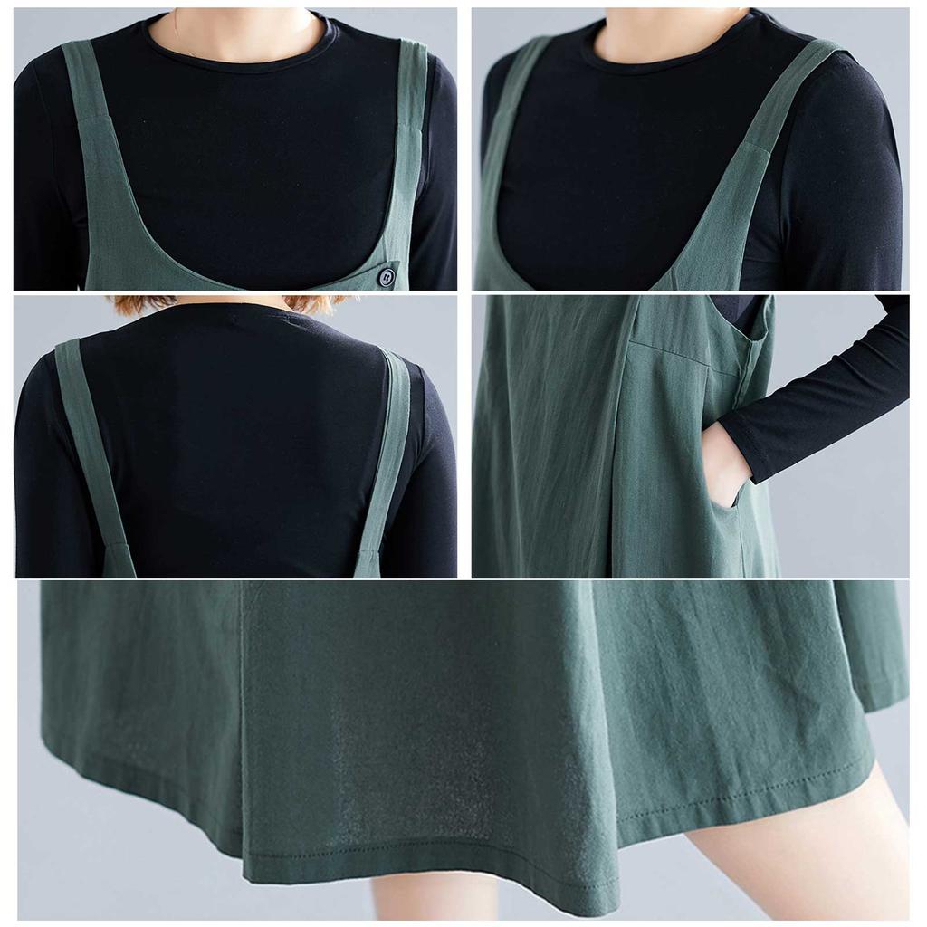 Женское хлопково-льняное платье-сарафан с широкими бретелями, нагрудными карманами на пуговицах и открытой спиной, повседневная свободная линия