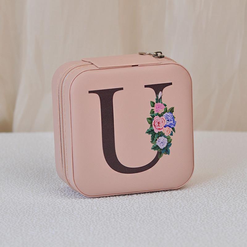 1PC Jewelry Boxes for Wedding Party Black Alphabet Personalized Pink Gift Box Jewellery Holder Jewelry Organizer Case