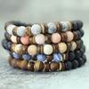8mm Handmade Natural Stone Beads Bracelet Vintage Lava Stone Men Women Wooden Buddha Brazelets Strings Jewellery