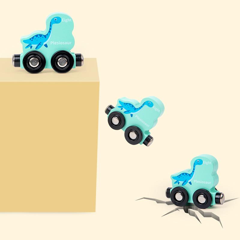 Wooden Children'S Early Education Magnetic Digital Dinosaur Drag Small Train Exercise Hand-Eye Coordination Educational Toys