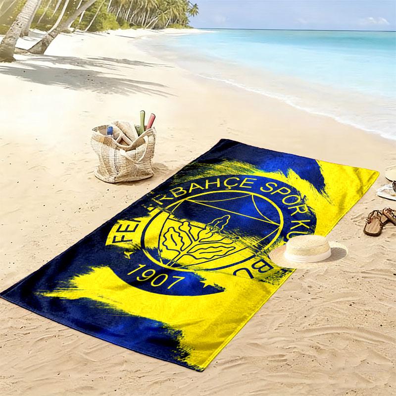 Пляжное полотенце Fenerbahce Legacy Print, Большое мягкое быстросохнущее полотенце для пляжа, кемпинга, плавания