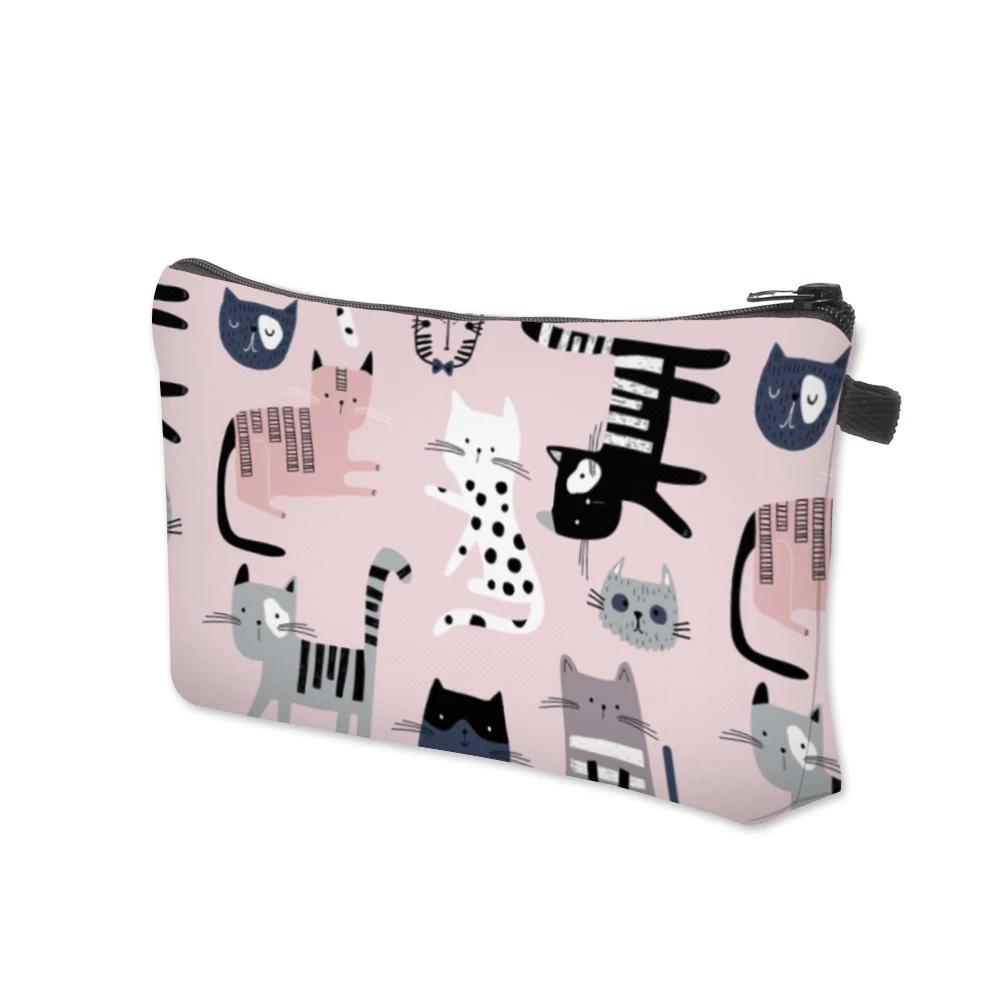 Красивая косметичка с 3D-печатью водонепроницаемая косметичка для женщин с кошкой