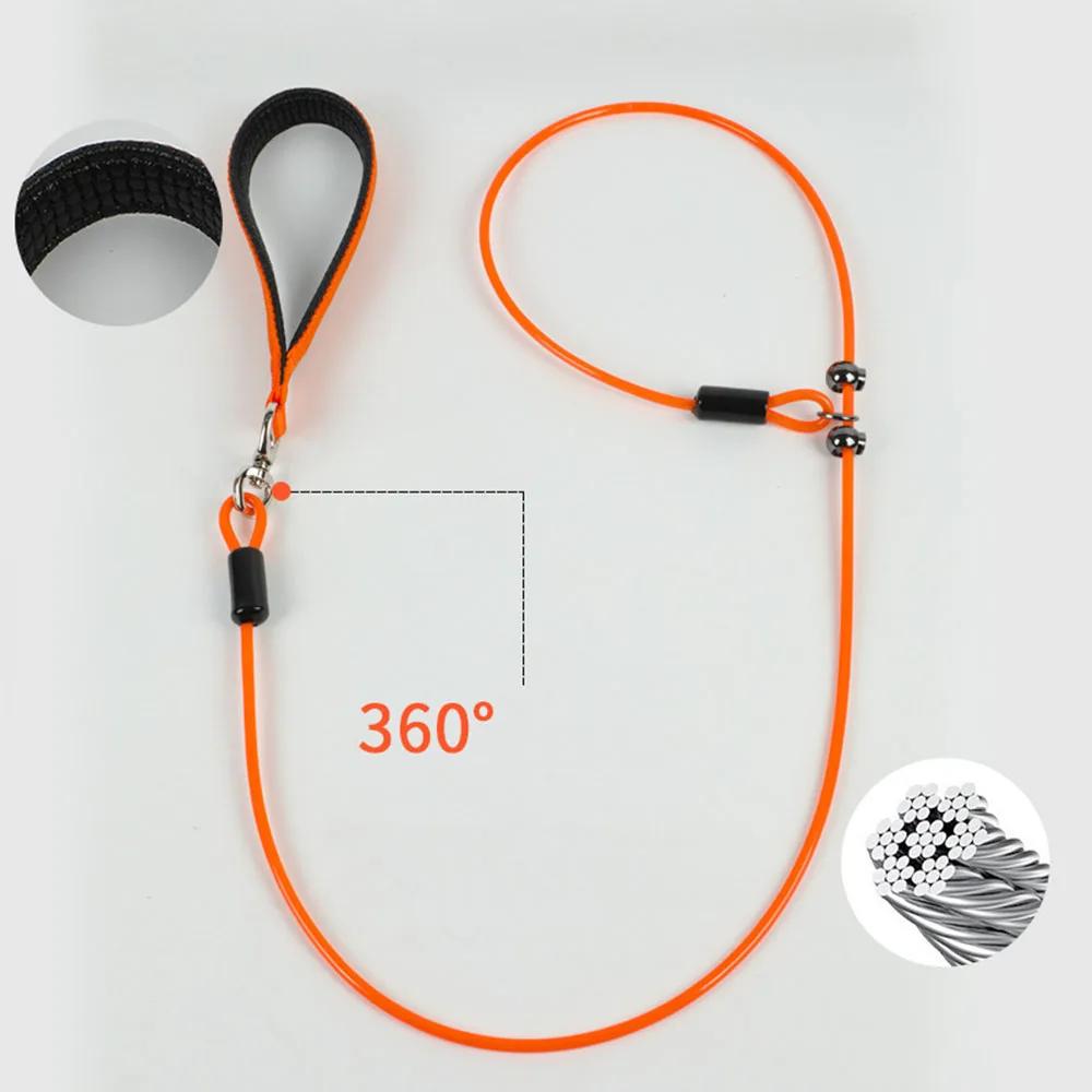 Cable Slip Lead Dog Leash Chew Proof Steel Wire Dog Leash with Nylon Handle for Teething Puppies Large Dogs Training Cord Leads